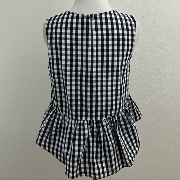 Black & White Buffalo Plaid Peplum Top - Picture 5 of 9